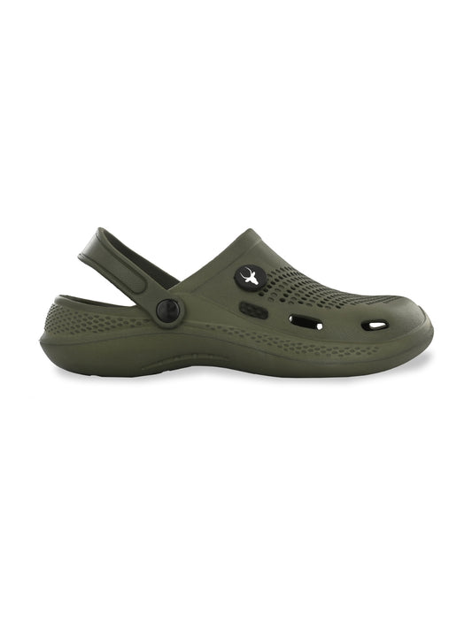 Hirolas Men's Green Cushioned Fluffy Comfortable Slider Clogs (HROMCL06GRN)