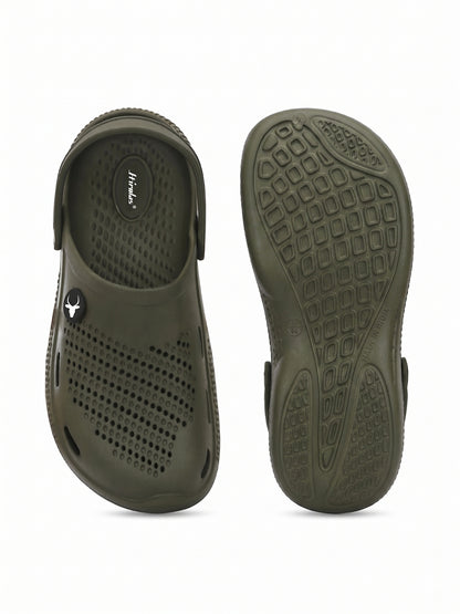 Hirolas Men's Green Cushioned Fluffy Comfortable Slider Clogs (HROMCL06GRN)
