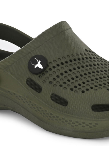 Hirolas Men's Green Cushioned Fluffy Comfortable Slider Clogs (HROMCL06GRN)