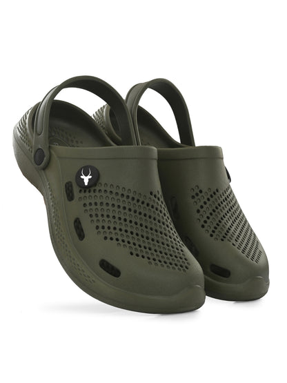 Hirolas Men's Green Cushioned Fluffy Comfortable Slider Clogs (HROMCL06GRN)