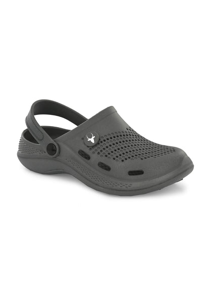 Hirolas Men's Grey Cushioned Fluffy Comfortable Slider Clogs (HROMCL06GRY)
