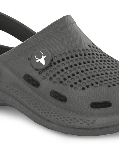 Hirolas Men's Grey Cushioned Fluffy Comfortable Slider Clogs (HROMCL06GRY)