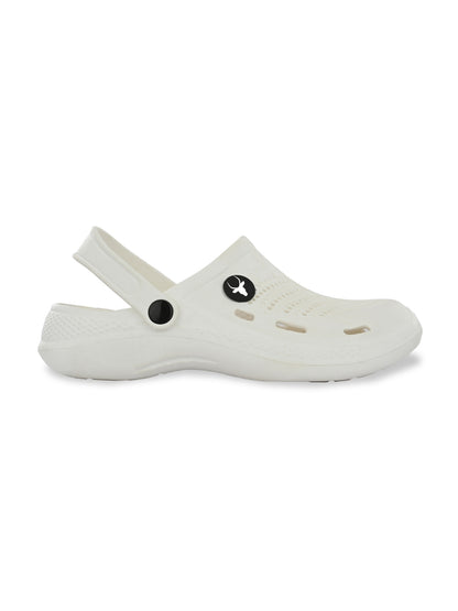 Hirolas Men's White Cushioned Fluffy Comfortable Slider Clogs (HROMCL06WHT)