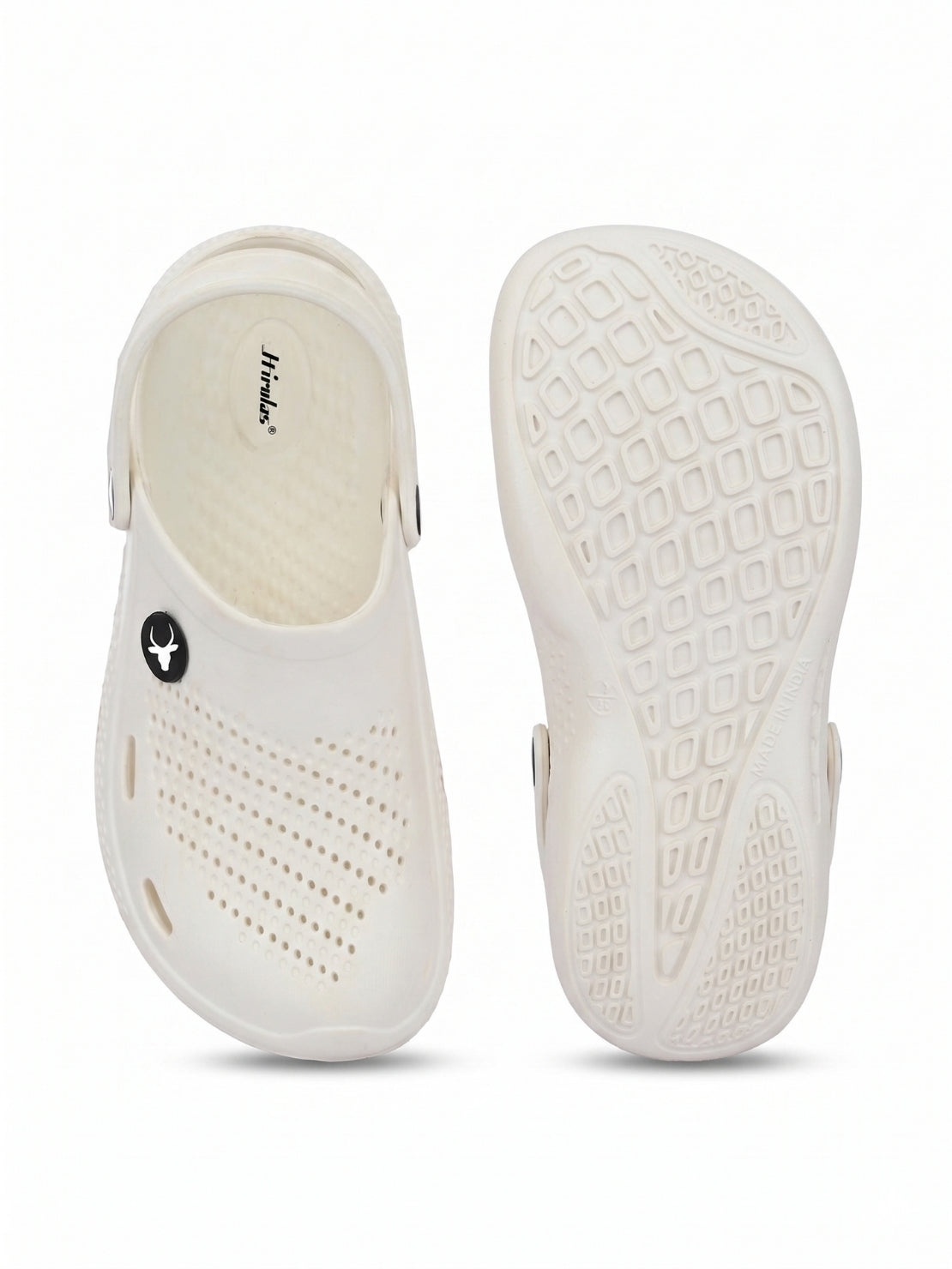 Hirolas Men's White Cushioned Fluffy Comfortable Slider Clogs (HROMCL06WHT)