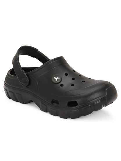 Hirolas Men cushioned comfortable Fluffy Clogs Sliders - Black