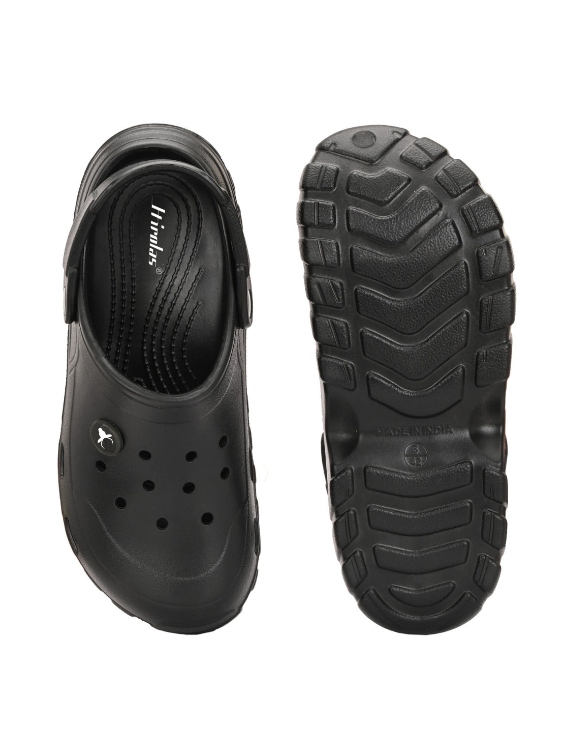 Hirolas Men cushioned comfortable Fluffy Clogs Sliders - Black
