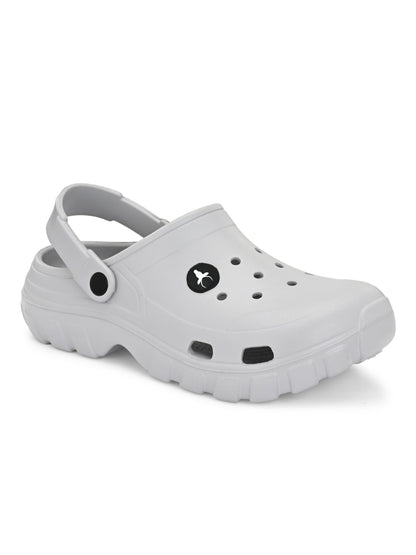 Hirolas Men cushioned comfortable Fluffy Clogs Sliders - Light Grey