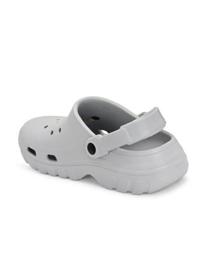 Hirolas Men cushioned comfortable Fluffy Clogs Sliders - Light Grey