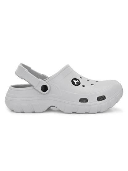 Hirolas Men cushioned comfortable Fluffy Clogs Sliders - Light Grey