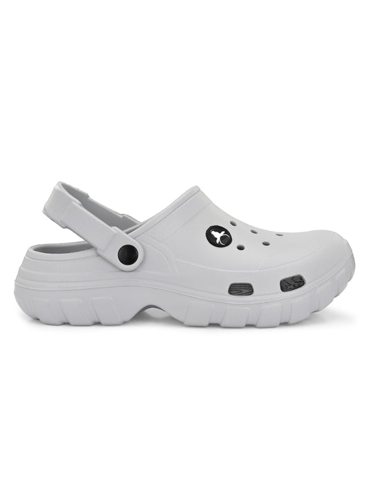 Hirolas Men cushioned comfortable Fluffy Clogs Sliders - Light Grey