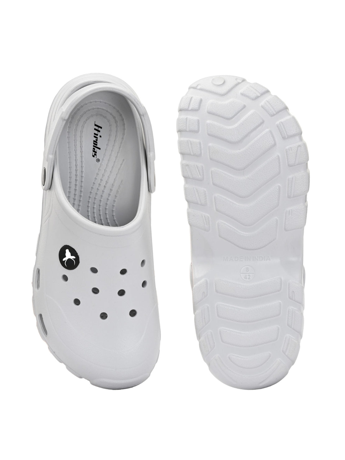 Hirolas Men cushioned comfortable Fluffy Clogs Sliders - Light Grey