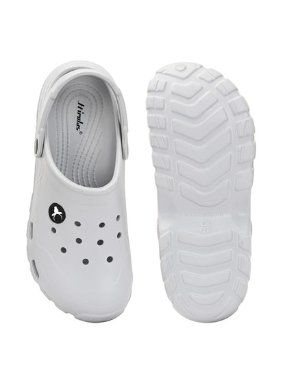 Hirolas Men cushioned comfortable Fluffy Clogs Sliders - Light Grey