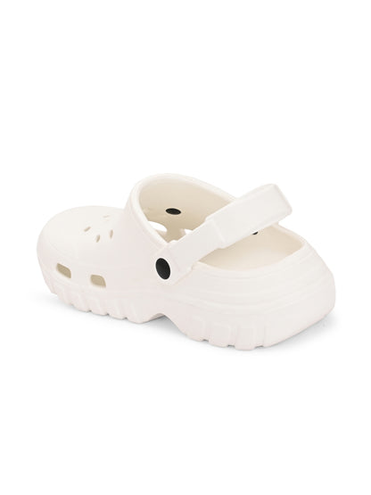 Hirolas Men cushioned comfortable Fluffy Clogs Sliders - White