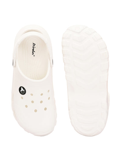 Hirolas Men cushioned comfortable Fluffy Clogs Sliders - White
