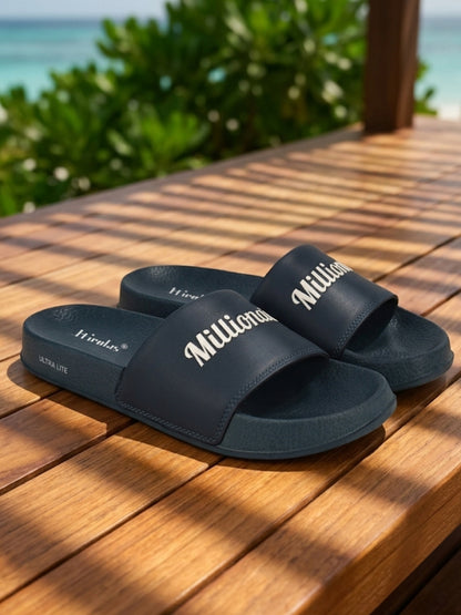 Hirolas CloudStep Blue Slides for Men's | Lightweight EVA Sole | Cushioned Comfort | Indoor Outdoor Slippers