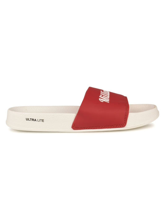 Hirolas CloudStep Red Slides for Men's | Lightweight EVA Sole | Cushioned Comfort | Indoor Outdoor Slippers