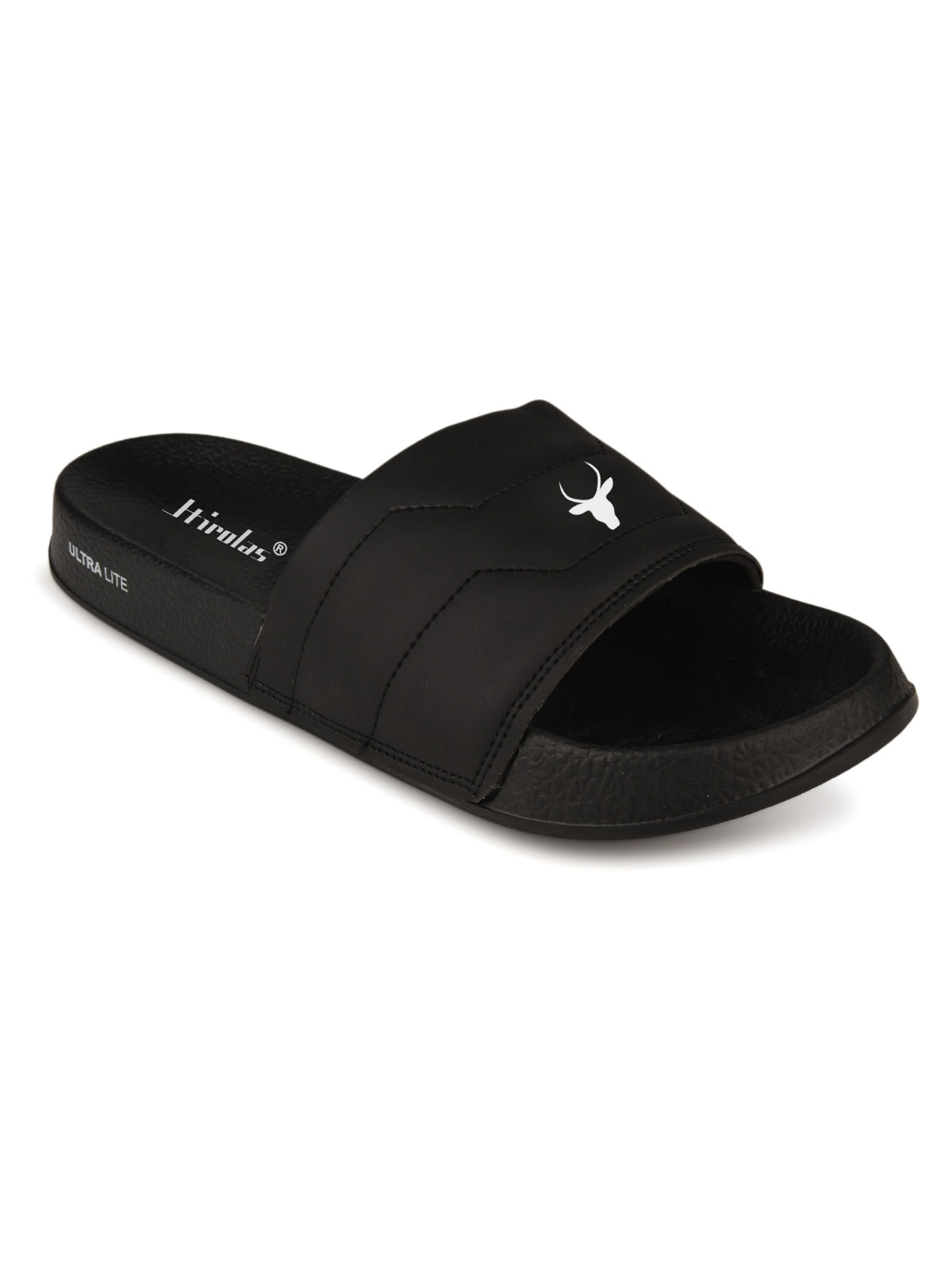 Hirolas CloudStep Slides for Men's | Lightweight EVA Sole | Cushioned Comfort | Indoor Outdoor Black Slippers