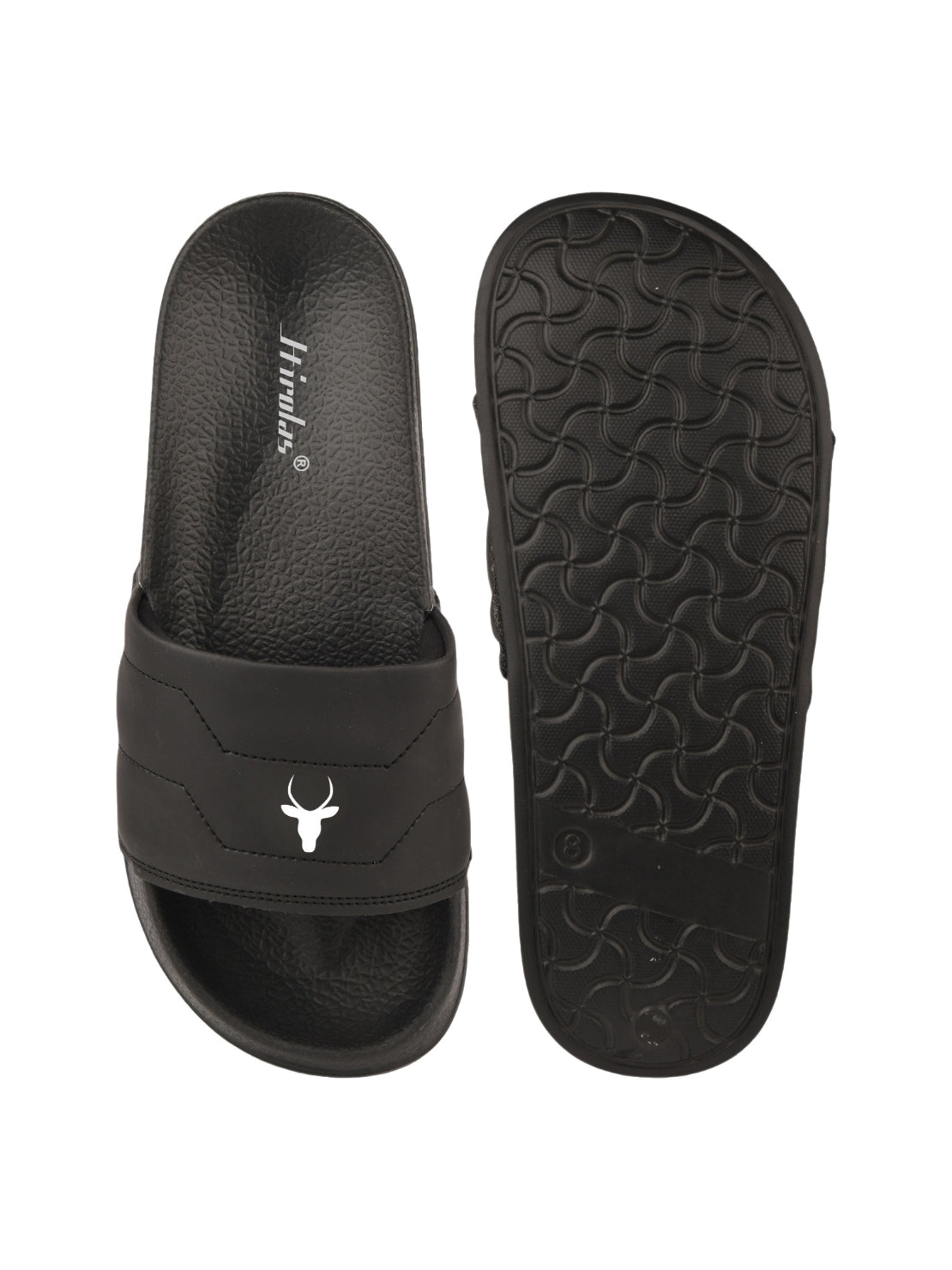 Hirolas CloudStep Slides for Men's | Lightweight EVA Sole | Cushioned Comfort | Indoor Outdoor Black Slippers