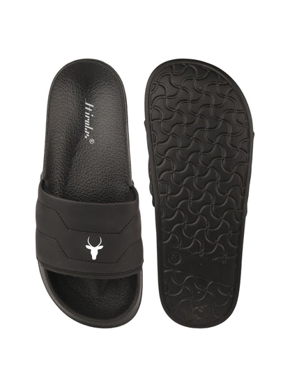 Hirolas CloudStep Slides for Men's | Lightweight EVA Sole | Cushioned Comfort | Indoor Outdoor Black Slippers