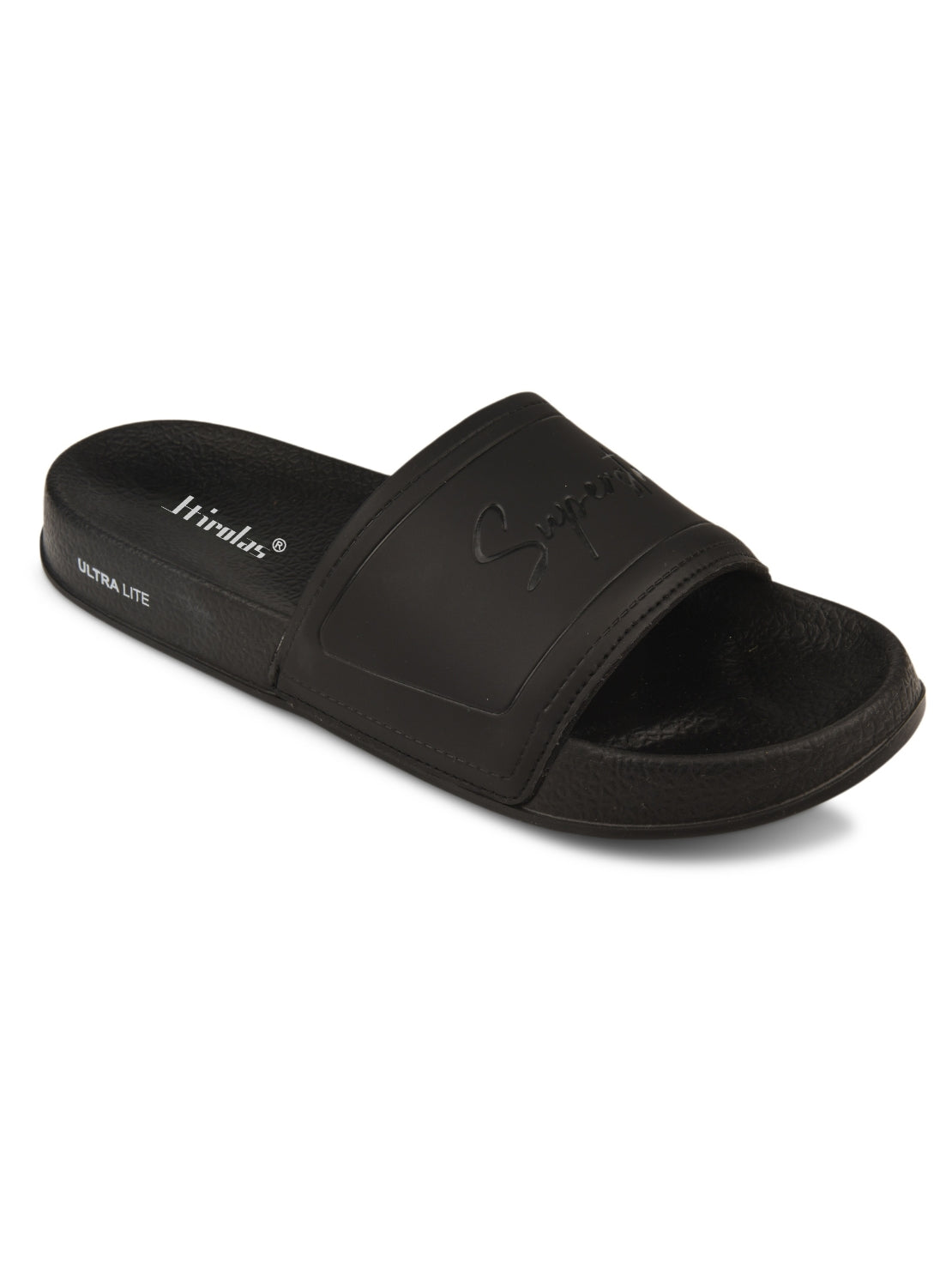 Hirolas CloudStep Black Slides for Men's | Lightweight EVA Sole | Cushioned Comfort | Indoor Outdoor Slippers