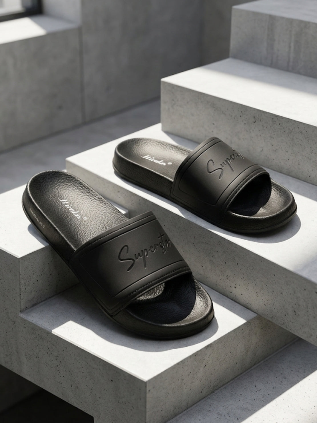 Hirolas CloudStep Black Slides for Men's | Lightweight EVA Sole | Cushioned Comfort | Indoor Outdoor Slippers