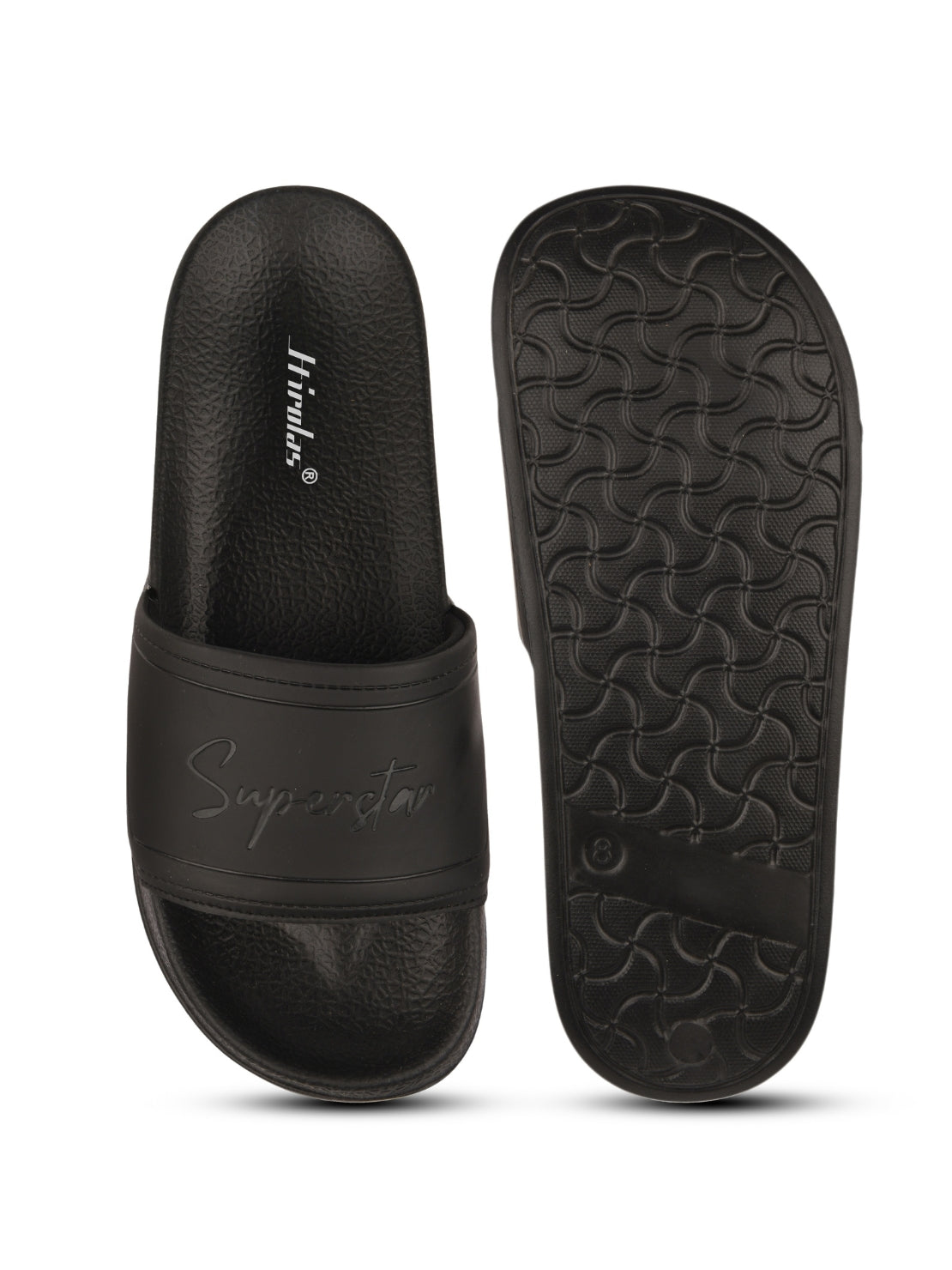 Hirolas CloudStep Black Slides for Men's | Lightweight EVA Sole | Cushioned Comfort | Indoor Outdoor Slippers