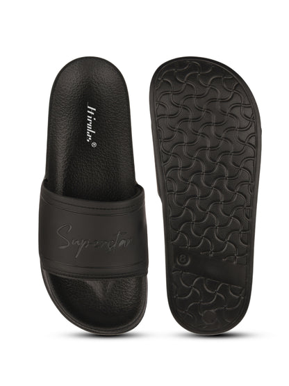 Hirolas CloudStep Black Slides for Men's | Lightweight EVA Sole | Cushioned Comfort | Indoor Outdoor Slippers