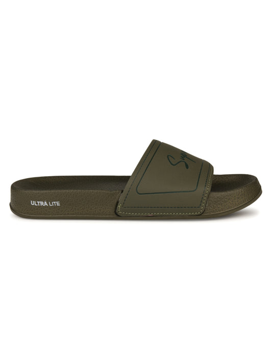 Hirolas CloudStep Olive Slides for Men's | Lightweight EVA Sole | Cushioned Comfort | Indoor Outdoor Slippers