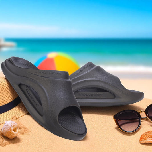 Hirolas Men’s EVA Sliders with Detachable Insole – Lightweight, Washable & Stylish Flip-Flops HROSL04BLK