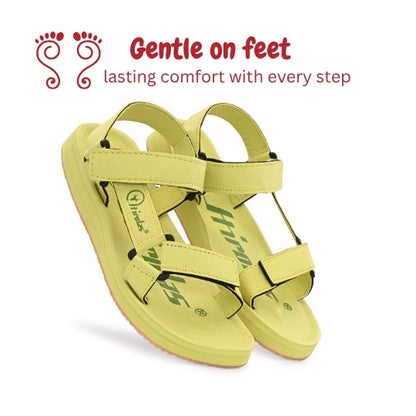 Hirolas EVA Sandals for Women Cushioned Sole with TPR Base Waterproof Sports Floater with Adjustable Velcro Straps - Light Green