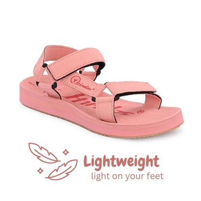 Hirolas EVA Sandals for Women Cushioned Sole with TPR Base Waterproof Sports Floater with Adjustable Velcro Straps - Pink