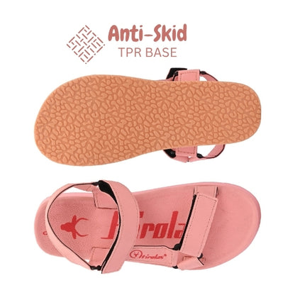 Hirolas EVA Sandals for Women Cushioned Sole with TPR Base Waterproof Sports Floater with Adjustable Velcro Straps - Pink