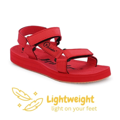 Hirolas EVA Sandals for Women Cushioned Sole with TPR Base Waterproof Sports Floater with Adjustable Velcro Straps - Red