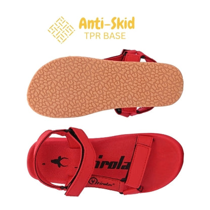 Hirolas EVA Sandals for Women Cushioned Sole with TPR Base Waterproof Sports Floater with Adjustable Velcro Straps - Red