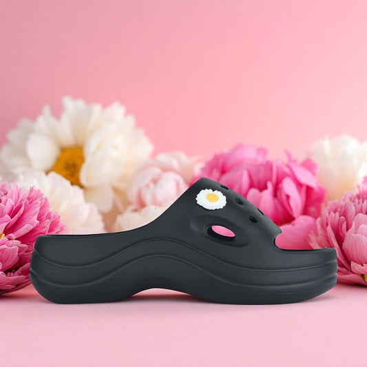 Hirolas Women Flatform EVA Sliders – Cushioned, Stylish & Water-Friendly Flip_Flops HROWSL05BLK