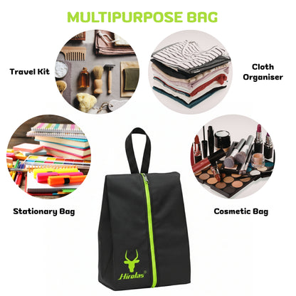 Hirolas Shoe Storage Bags Pack of 6 | Water-Resistant Nylon | Travel & Closet Organizer | Black