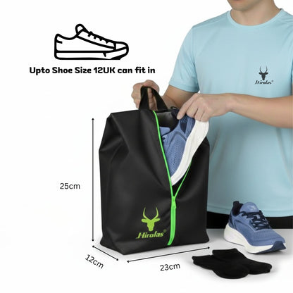 Hirolas Shoe Storage Bags Pack of 6 | Water-Resistant Nylon | Travel & Closet Organizer | Black