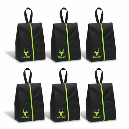 Hirolas Shoe Storage Bags Pack of 6 | Water-Resistant Nylon | Travel & Closet Organizer | Black