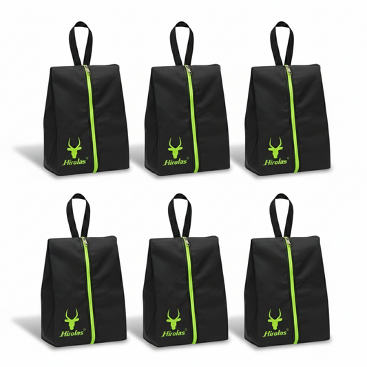 Hirolas Shoe Storage Bags Pack of 6 | Water-Resistant Nylon | Travel & Closet Organizer | Black