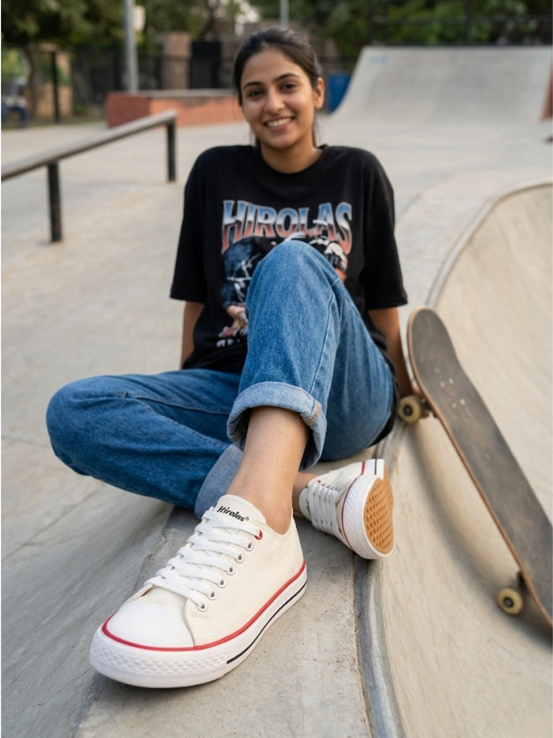 Hirolas® vulcanized Skateboard Sneaker_Shoes for Women - White