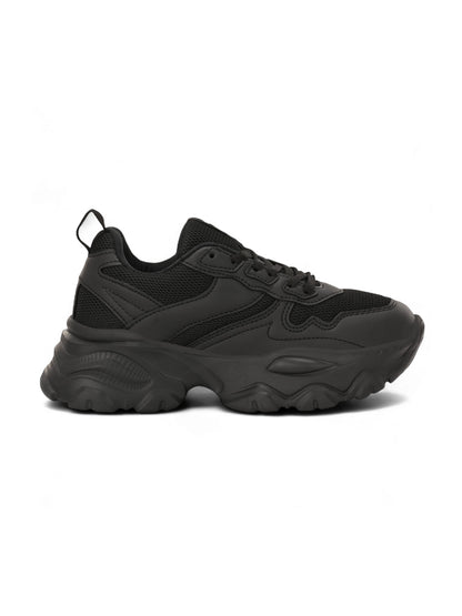 Hirolas women Chunky Mesh & Synthetic Black Sports_Shoes