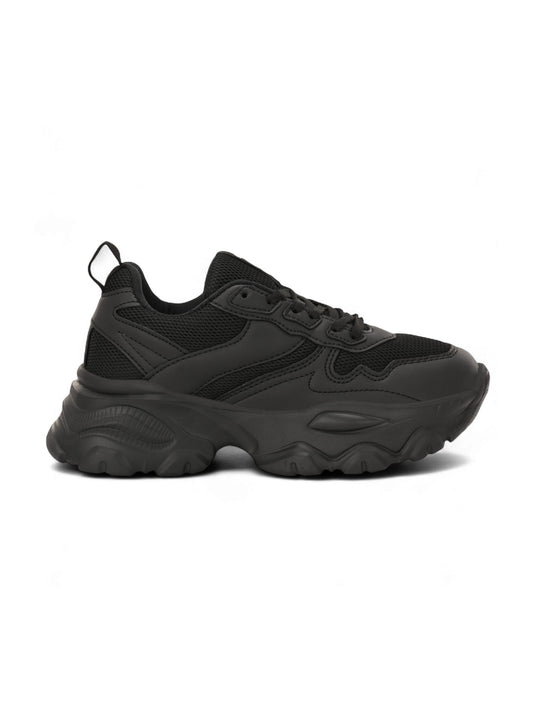 Hirolas women Chunky Mesh & Synthetic Black Sports_Shoes