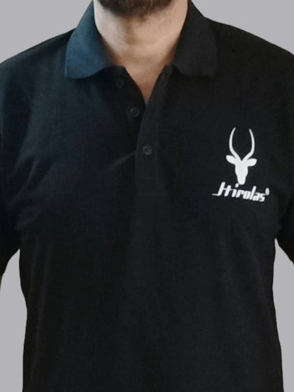 Hirolas Men's Cotton Black Polo T-Shirt