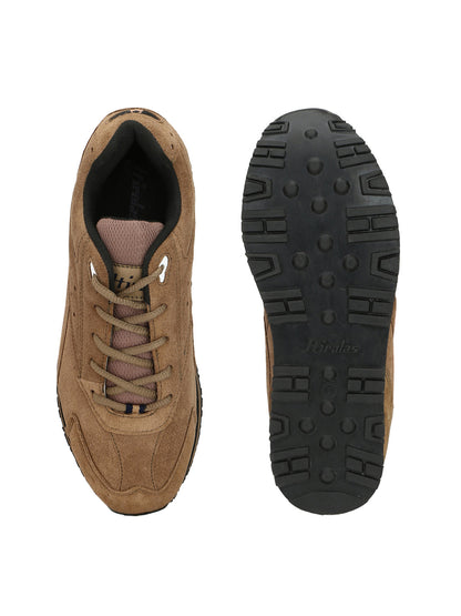 Hirolas® Men's Camel Multisports Leather Lace Up Sneaker Sport Shoes (HRL1911CHK)