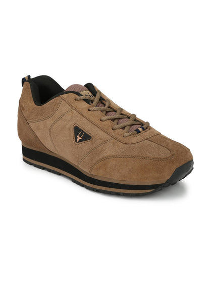 Hirolas® Men's Camel Multisports Leather Lace Up Sneaker Sport Shoes (HRL1914CHK)