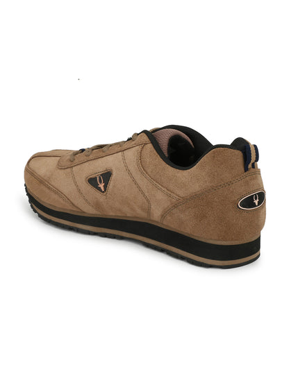 Hirolas® Men's Camel Multisports Leather Lace Up Sneaker Sport Shoes (HRL1914CHK)