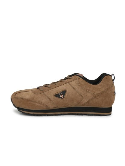 Hirolas® Men's Camel Multisports Leather Lace Up Sneaker Sport Shoes (HRL1914CHK)
