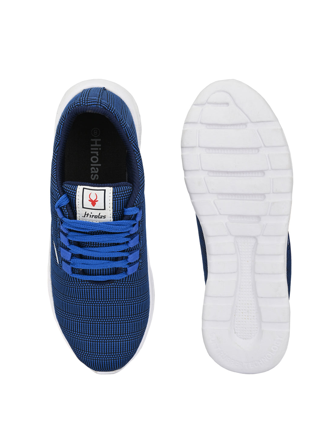 Hirolas® Men's Blue Knitted Running/Walking/Gym Lace Up Sneaker Sport Shoes (HRL1924RBU)