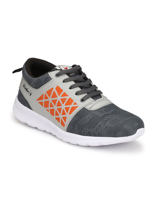 Hirolas® Men's Grey Running Lace Up Sport Shoes (HRL1929GRO)