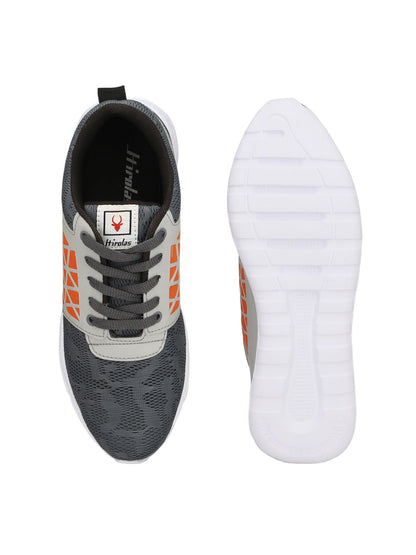 Hirolas® Men's Grey Running Lace Up Sport Shoes (HRL1929GRO)